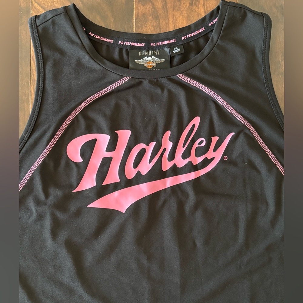 Harley Davidson Women’s Black Tank Top Pink Ribbon Moisture Wicking XXL - Picture 4 of 8